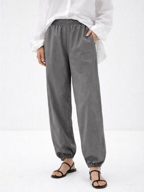 The Frankie Shop Utility Jogger Pants Medium Taupe Elastic Waist Minimalist